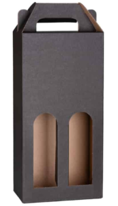 Gaveæske til 2 flasker i mat sort pap